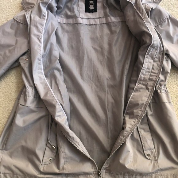 INTL DETAILS Women's Rain Jacket Coat XL Gray Lightweight Removable Hood - Picture 7 of 14